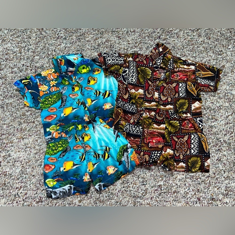 Boys infant 6 month outfits Colorful Tropical Print outfits Hawaiian shirt